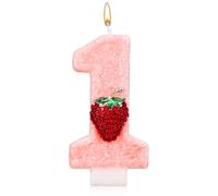 Candela Numero 1 alla Fragola, Candela Numero Uno alla Fragola Decorazione per Torta a Tema Fragola Forniture per Decorazioni per il Primo Compleanno Matrimonio Festa Baby Shower