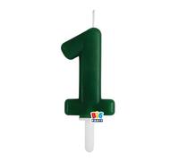 Candela numero 1 UNO - colore VERDE FORESTA - Tiny Plump - numerale h7cm - Candelina per Torta e dolci - candela di compleanno in cera a forma di numero