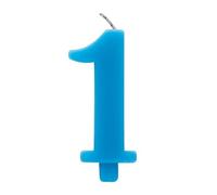 Candela numero 1 Uno TURCHESE SCINTILLANTE - colore Blu CELESTE - numerale h 9,5cm - Candelina per Torta e dolci - candela di compleanno in cera a forma di numero