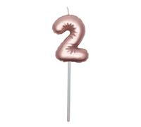 Candela Numero 2 a Forma di Palloncino, Rosa Gold, 13 cm
