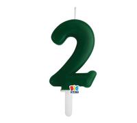 Candela numero 2 DUE - colore VERDE FORESTA - Tiny Plump - numerale h7cm - Candelina per Torta e dolci - candela di compleanno in cera a forma di numero