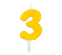 Candela numero 3 - colore GIALLO - Tiny Plump - numerale h7cm - Candelina per Torta e dolci - candela di compleanno in cera a forma di numero (3 Tre)