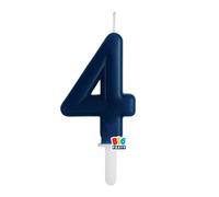 Candela numero 4 QUATTRO - colore BLU NAVY - Tiny Plump - numerale h7cm - Candelina per Torta e dolci - candela di compleanno in cera a forma di numero
