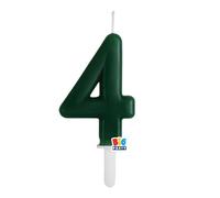Candela numero 4 QUATTRO - colore VERDE FORESTA - Tiny Plump - numerale h7cm - Candelina per Torta e dolci - candela di compleanno in cera a forma di numero