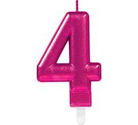 amscan Pink Candela Numero 4 Rosa Metallico-1 Pz, 36, 10023025