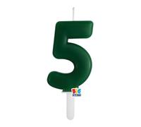 Candela numero 5 CINQUE - colore VERDE FORESTA - Tiny Plump - numerale h7cm - Candelina per Torta e dolci - candela di compleanno in cera a forma di numero