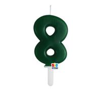 Candela numero 8 OTTO - colore VERDE FORESTA - Tiny Plump - numerale h7cm - Candelina per Torta e dolci - candela di compleanno in cera a forma di numero