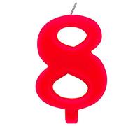Candela numero 8 ROSSO SCINTILLANTE - numerale h 9,5cm - Candelina ROSSA per Torta e dolci - candela di compleanno in cera a forma di numero (8 otto)
