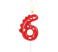 Candela Numero Compleanno, Candela Dinosauro Rossa Candele per Torta di Compleanno Candela Compleanno Dinosauro per Forniture per Decorazioni di Compleanno per Feste a Tema Dinosauri(Numero 6)