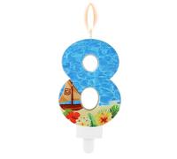 Candela Numero Compleanno, Candela Festa Compleanno Tema Spiaggia Barca a Vela Decorazione Festa Compleanno Paraffina Blu Candele Numero per Torta per Matrimonio Festa Estiva (Numero 8)