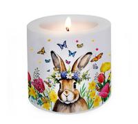 Candela Pasqua come decorazione da tavolo Decorazione da tavolo Pasqua come regalo Amorevole candela coniglietto animali fiori durata 30 ore Ø 8 x altezza 7,5 cm