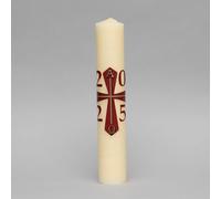 Candela pasquale in cera d'api da 5,1 x 30,5 cm con etichetta in vinile e data 2025