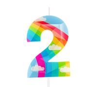 Candela per 2° compleanno arcobaleno nuvola 3D progettata numero 2 candele decorazioni per torta di buon compleanno candela per ragazze ragazzo donne anniversario celebrazioni forniture per feste