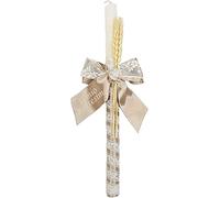 Candela per battesimo - Candela battesimale - Candela per il battesimo decorata - Modello Paris - Camel - Nenel