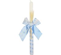 Candela per battesimo - Candela battesimale - Candela per il battesimo decorata - Modello Paris - Celeste - Nenel