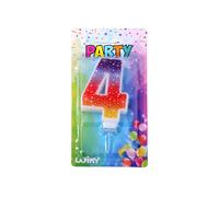 Candela per festa a forma di numero 4 con stelle