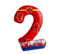 Candela per il 2° compleanno camion dei pompieri numero 2 candela camion dei pompieri decorazione per torte forniture per feste di compleanno estintore rosso decorazioni per torta a tema per bambini