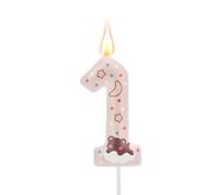 Candela per il Primo Compleanno a Tema Orsetto, Simpatica Candela il Primo Compleanno a Forma di Orsetto Numeri Dei Cartoni Animati per Bambini e Bambine Baby Shower Matrimonio Anniversario