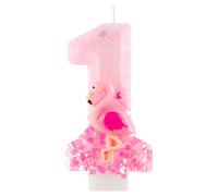 Candela per il primo compleanno con fenicottero numero 1 rosa a tema hawaiano glitterato, decorazioni per torte per ragazze e ragazzi, baby shower, anniversari, feste di compleanno, matrimoni