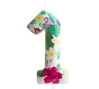 Candela per il primo compleanno fenicottero numero 1 candela fenicottero decorazione per torta decorazioni per feste di compleanno fiori tropicali hawaiani bianchi a tema per baby shower bambini
