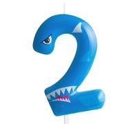Candela per il secondo compleanno squalo numero 2 candela squalo decorazione per torta di compleanno forniture per feste di compleanno animali blu squalo oceano animali a tema decorazioni per torte