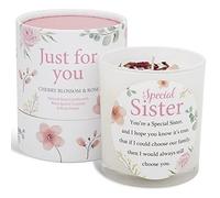 Candela per sorella che fa un regalo premuroso per sorella e sorella, ideale per la festa della mamma e regalo speciale di compleanno per sorelle, candela di soia con quarzo rosa e petali di rosa