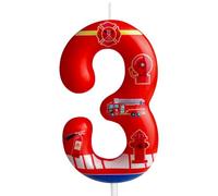Candela per terzo compleanno camion dei pompieri numero 3 candela camion dei pompieri decorazione per torte forniture per feste di compleanno estintore rosso decorazioni per torta a tema per bambini