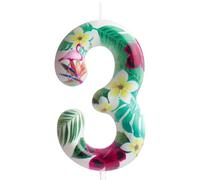 Candela per terzo compleanno fenicottero numero 3 candela fenicottero decorazione per torta decorazioni per feste di compleanno fiori tropicali hawaiani bianchi a tema per baby shower bambini ragazzo