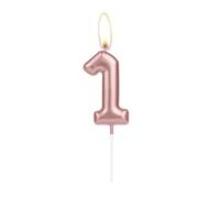 Candela per torta con numero 1 in oro rosa brillante, per 1° compleanno, colore oro rosa, decorazione per torta di compleanno e cupcake, per ragazze e ragazzi, decorazione per anniversario di