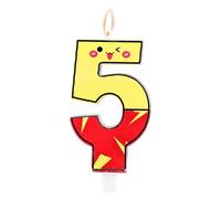 Candela per Torta di Compleanno a Forma di Cartone Animato, Candela di Compleanno Rossa e Gialla Candela con Numero Decorazioni per Torte di Compleanno per Feste a Tema Cartone Animato (Numero 5)