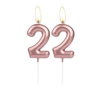 Candela per torta di compleanno con numero 22 in oro rosa brillante, colore oro rosa con numero 22, decorazione per torta di compleanno e cupcake, per ragazze e ragazzi, decorazione per anniversario