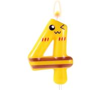 Candela per Torta di Compleanno Gialla dei Cartoni Animati, Topper per Torta di Compleanno con Numeri Gialli Candele Gialle con Numeri di Buon Compleanno per Articoli per Feste (4)
