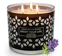 Candela Profumata 3 Stoppini Candela in Giara Grande 14 oz Cera di Soia con Oli Essenziali Lavanda e Legno per Profumo per la Casa Set Regalo per Donna Fino a 75 ore Candela per Aromaterapia