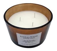 Candela profumata a 3 stoppini in vetro 13 cm - profumo legno di sandalo - candela d'atmosfera in vetro smerigliato con coperchio in sughero - profumo candela decorativa Natale regalo di Babbo Natale