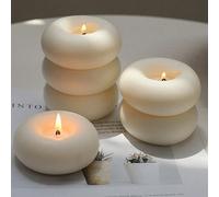 Candela profumata bianca, forma unica a ciambella, realizzata in cera di soia, lunga durata di combustione, fiamma pulita e luminosa, elegante decorazione moderna per la casa, decorazione da tavolo, a