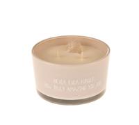 Candela profumata con cristallo e vasetto beige con scritta My Flame grigio
