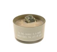 Candela profumata con cristallo e vasetto grigio con scritta My Flame grigio