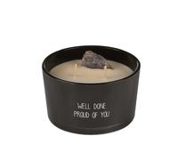 Candela profumata con cristallo e vasetto nero con scritta My Flame nero