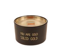 Candela profumata con cristallo e vasetto nero oro con scritta My Flame