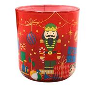 Candela profumata con motivo Schiaccianoci Natale, candela decorativa con stoppino in legno, candela profumata in vetro con direzione profumata alla cannella e mela al forno in rosso, lunghezza 8 x 8