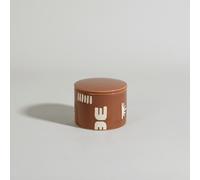 Candela profumata in ceramica marrone con coperchio, fragranza ''Au coin du feu''