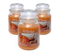 Candela Profumata in Giara Grande di Vetro con Coperchio, Stoppino in Cotone, Durata combustione fino a 130 Ore,Made in Italy (3 Pz, MANDARINO E ZENZERO)