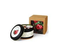 Candela Profumata Natalizia, Cera Naturale, 200g, Durata 50 Ore, Fragranza di Oud e Rosa, Barattolo in Metallo (Oud Rose)