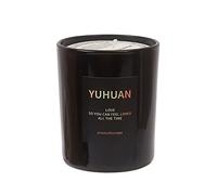 Candela profumata semplice vetro nero cera di soia decorazione per la casa candele supporto in legno (A, taglia unica)