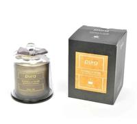 Candela profumata Vanilla Noir in campana di vetro 150g - Elegante candela decorativa con coperchio e fiocco grigio - Profumo dolce e avvolgente di vaniglia - Idea regalo raffinata per la casa