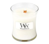 Candela profumata WoodWick Linen con stoppino in legno 85 g