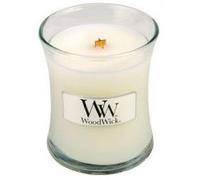 Candela profumata WoodWick White Tea & Jasmine con stoppino in legno 85 g