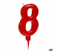 Candela Rosso Compleanno Numeri 8 [12 Unità]