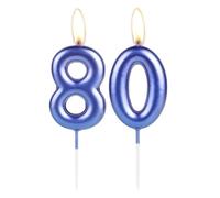 Candela Scintillante Blu Scuro Con Numero 80° Compleanno, Decorazione per Torta e Cupcake, Blu Perlato