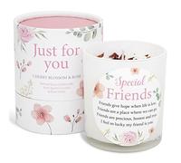 Candela Special Friends che fa un regalo premuroso per un amico speciale. Candela di soia con quarzo rosa e petali di rosa